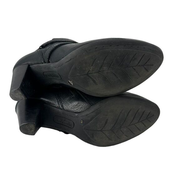 Nurture Ankle Harness Boots Black Leather Size 6 Classic 2.5 In Heel Bootie Shoe - Picture 9 of 13